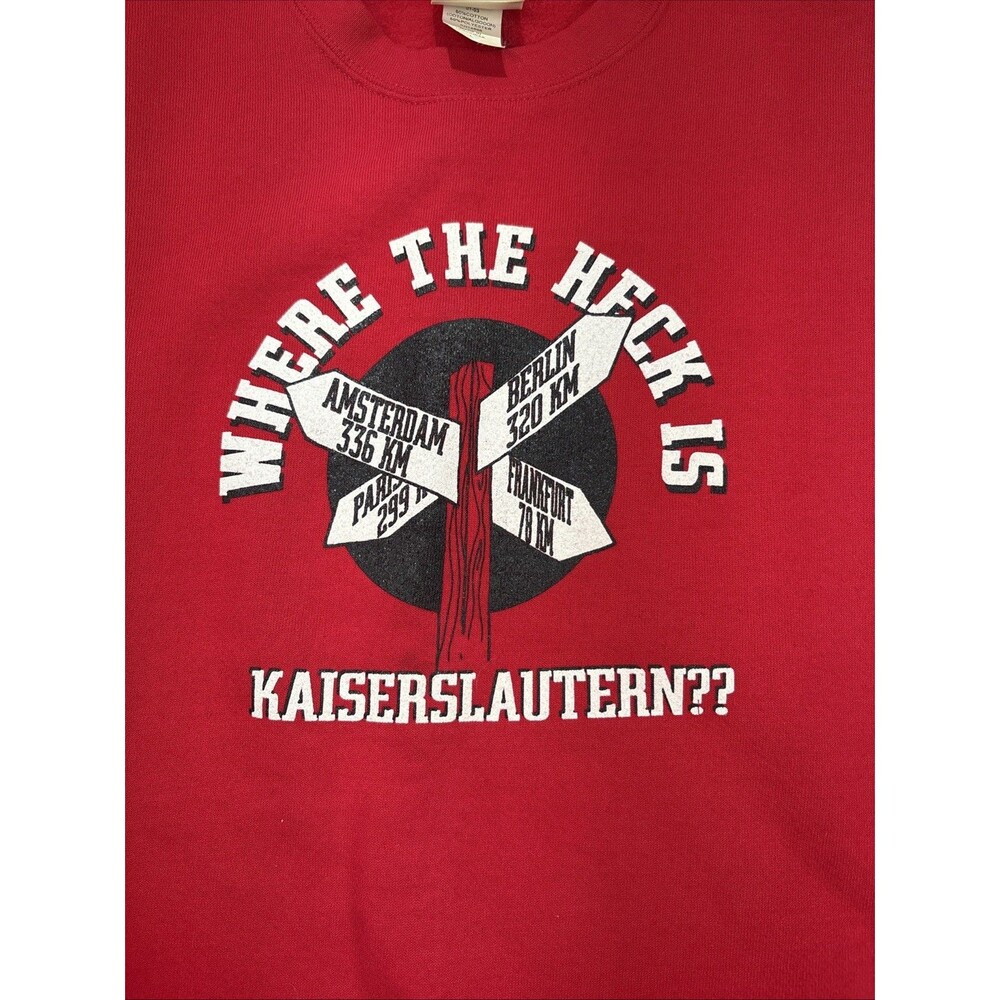 Vintage Sweatshirt Men's Large Red Kaiserslautern Germany Long Sleeve Pullover